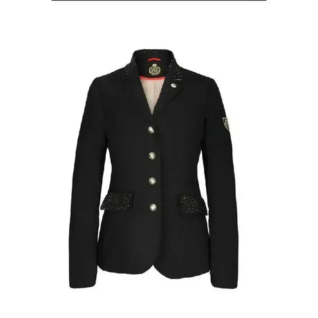 Black women’s fair play lady jacket vivienne navy with sparkling silver embellishments on collar cuffs and pockets