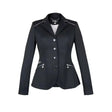 Black tailored fair play jacket tiffany navy with silver trim and decorative zippers for equestrian use