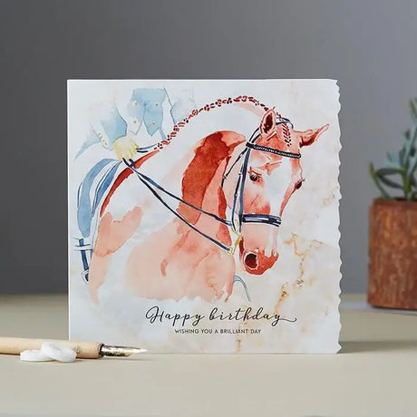 Deckled Edge Fanciful Dolomite Card Happy Birthday Dressage Horse Head Gift Cards Barnstaple Equestrian Supplies