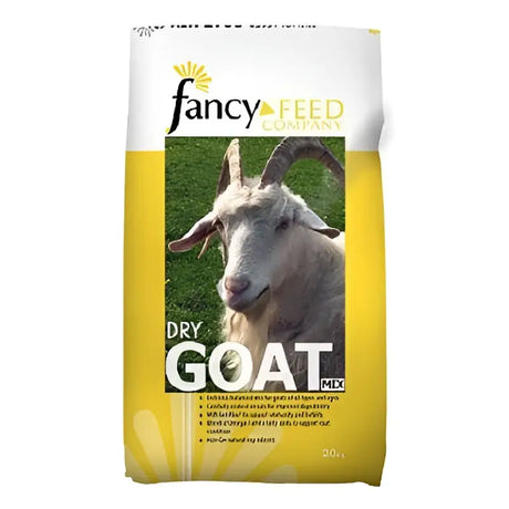 Yellow and white bag of fancy feeds dry goat mix 20 kg for feeding goats with premium dry goat mix