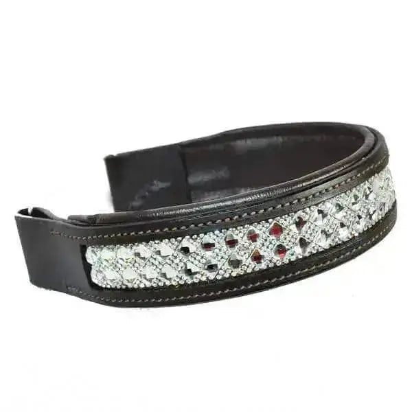 Fancy Showing Diamante Leather Padded Browbands Brown Cob Bridle Accessories Barnstaple Equestrian Supplies