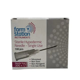 Farm station disposable hypodermic needles sterile single use 100 pieces clear plastic metal components individually packed
