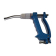 Blue plastic-handled farmaco metalmatic drencher syringe with clear barrel and metal needle for veterinary use
