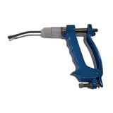 Blue plastic-handled farmaco metalmatic drencher syringe with clear barrel and metal needle for veterinary use