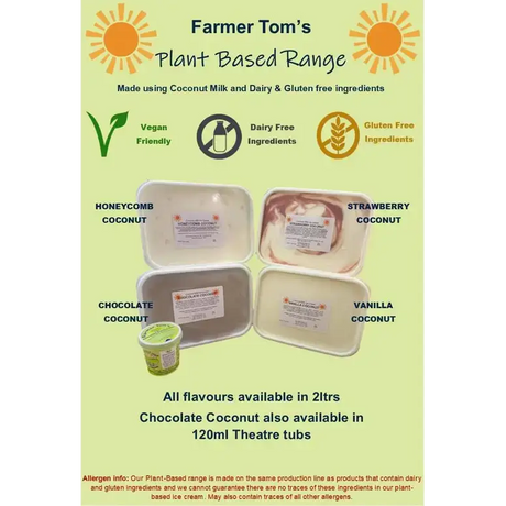 Farmer Toms Non Dairy Plant Based Ice Cream Small Tubs Vanilla Coconut dairy
