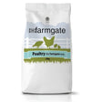 White 20kg bag of farmgate chick crumbs with green chicken silhouettes and poultry the farmgate way text on front