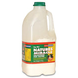 A white plastic jug with green cap labeled farmsense nature’s miracle pure bovine colostrum for newborn calf deprived care