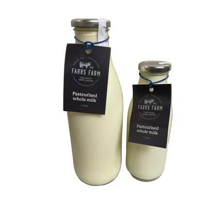 Farrs Farm Pasteurised Full Fat Milk 1 litre glass bottle Drinks