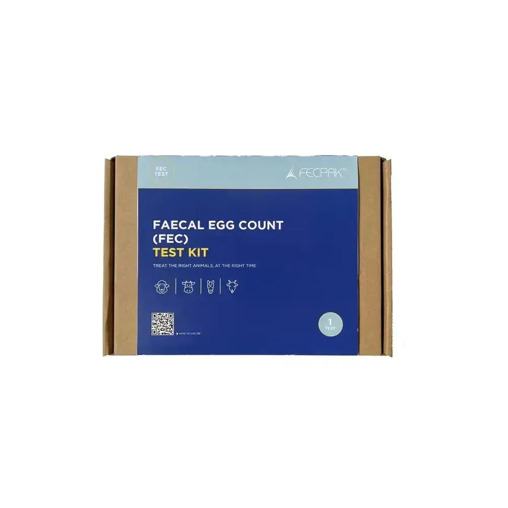 Blue and brown cardboard fecpak lab fec test kit box for faecal egg count fec test kits by fecpak