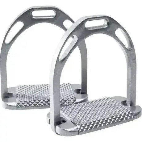 Feeling large pro silver metal horse stirrups with diamond textured footplates made from pro aluminium for riding
