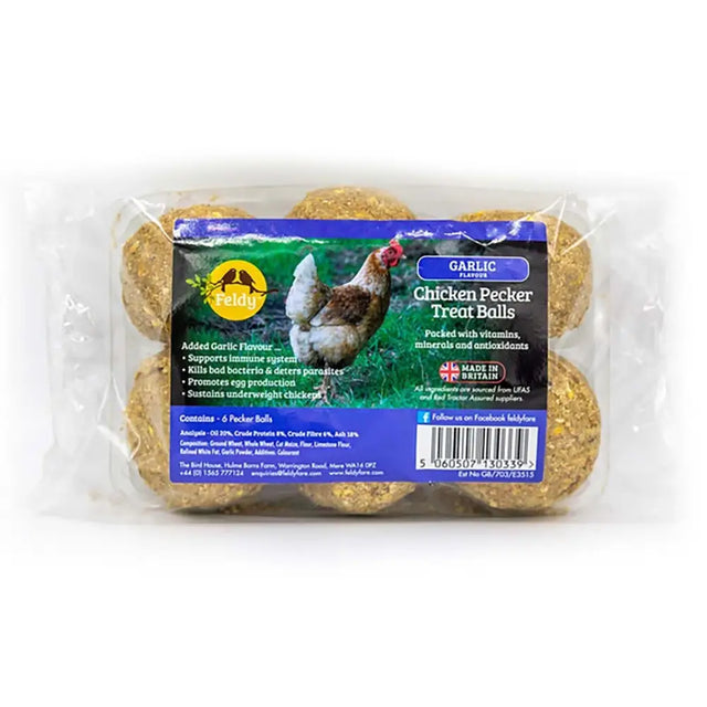 Feldy Chicken Pecker Treat Balls Garlic Poultry Treats Barnstaple Equestrian Supplies