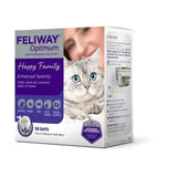 Feliway optimum calmer plug-in diffuser and refill with silver tabby cat featuring feline pheromone complex for cat supplies