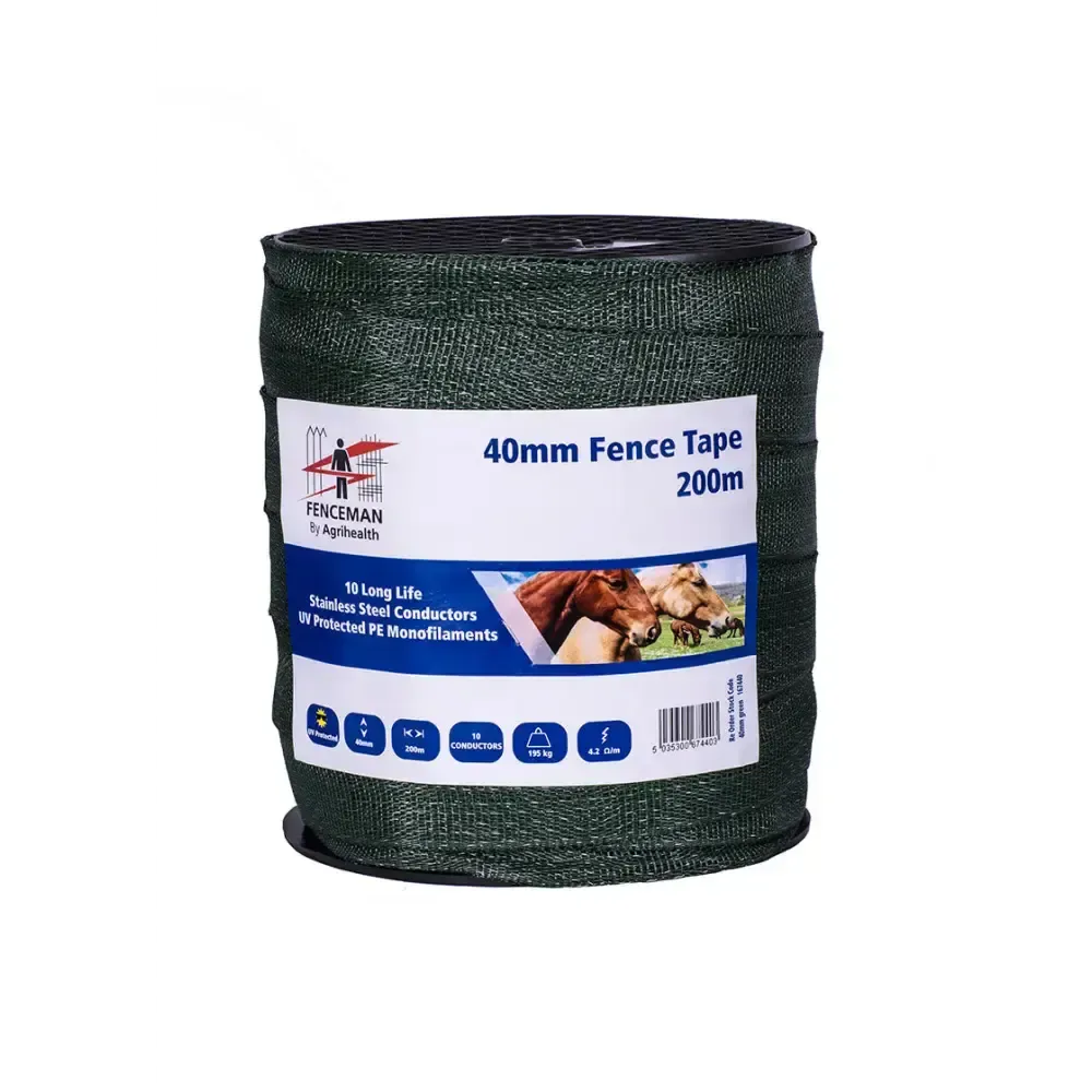 Fenceman Standard Tape Green 40mm Electric Fencing Tape