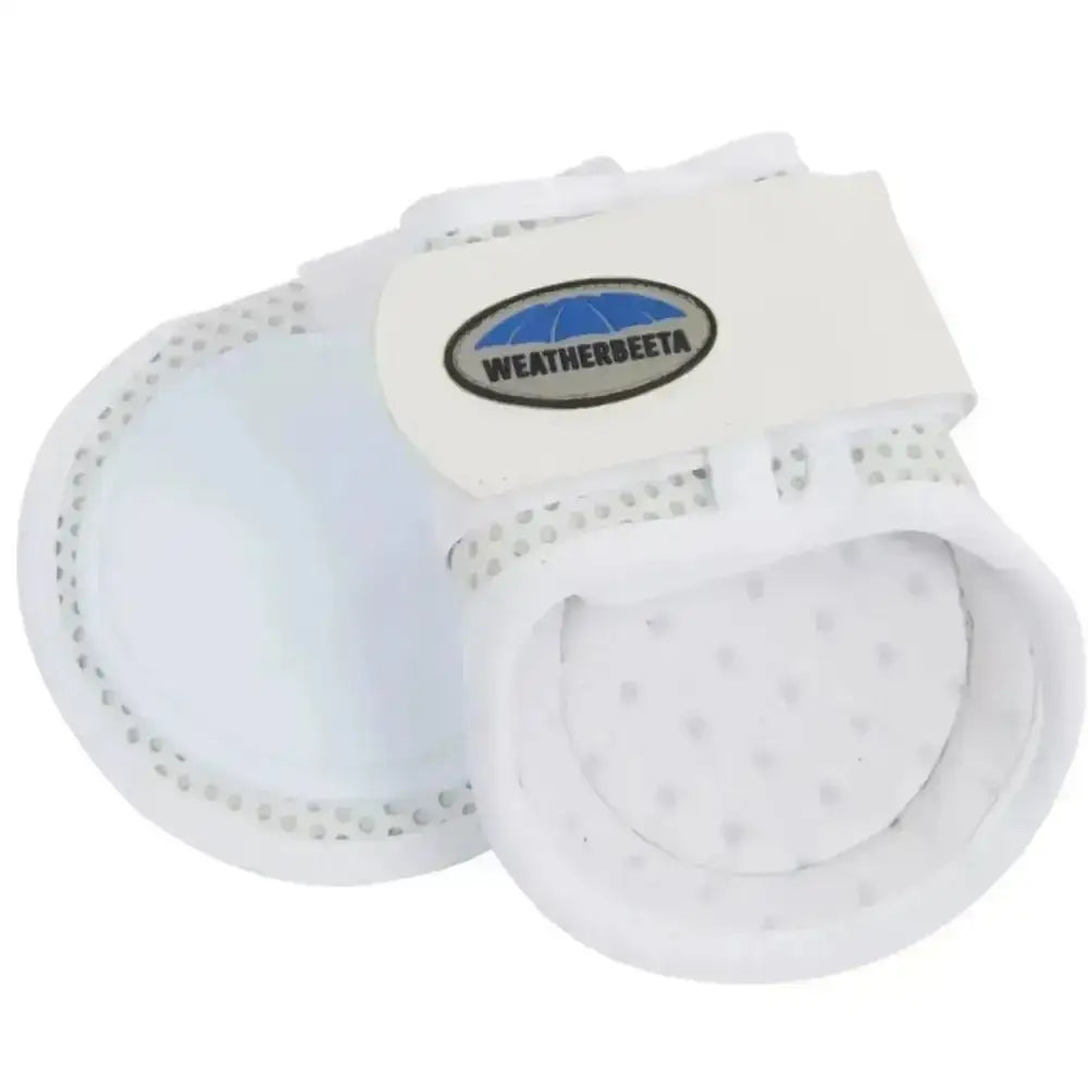 White weatherbeeta lite fetlock boots shaped with lightweight perforated design and padded interior for hoof protection