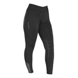 Black firefoot bankfield basic breeches with subtle grey branding and reinforced knee panels for riding comfort
