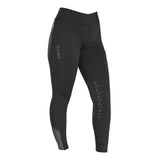 Black firefoot bankfield basic breeches with subtle grey branding and reinforced knee patches for riding comfort
