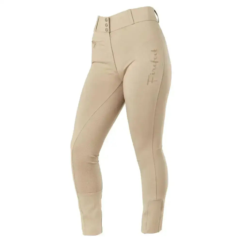 Beige firefoot bankfield sticky sticky bum breeches with tailored fit and subtle stitching, high quality stretchy fabric