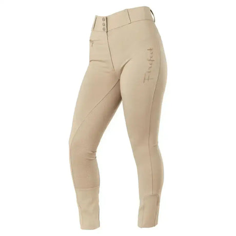 Beige firefoot bankfield sticky bum breeches with fitted design high quality stretchy fabric and three button waistband