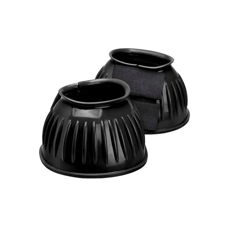 Black firefoot basic rubber bell boot with ribbed texture and adjustable straps for horse hoof protection