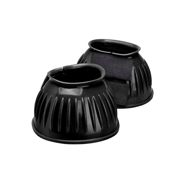 Black firefoot basic rubber bell boot with ribbed texture and adjustable straps for horse hoof protection