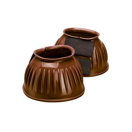 Brown firefoot basic rubber bell boot with black elastic straps for horse hoof protection
