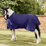 Deep navy blue firefoot cotton sheet with black trim and adjustable straps for comfort and protection