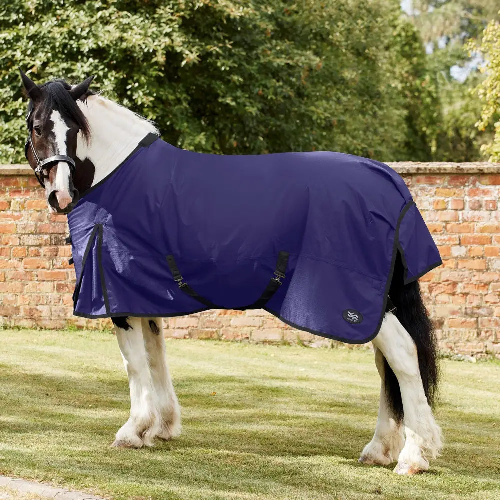 Deep navy blue firefoot cotton sheet with black trim and adjustable straps for comfort and protection