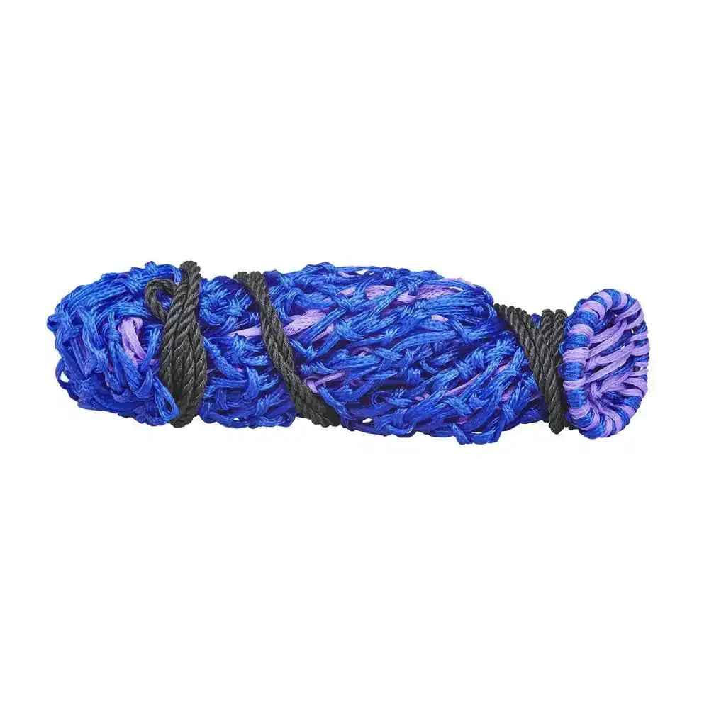 Blue and purple high quality double haylage net secured with black rope ties firefoot double haylage mesh net