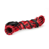 Red and black braided rope tightly coiled with black ties for firefoot double haynet quality double net use