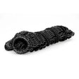 Black firefoot double twisted rope tightly coiled with knots showing good quality double twisted net material