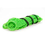 Bright green textured mesh firefoot double twisted netting rolled and secured with black rope, good quality double net