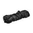 Black synthetic rope tightly coiled and knotted for firefoot economy haynet black durable haynet black option