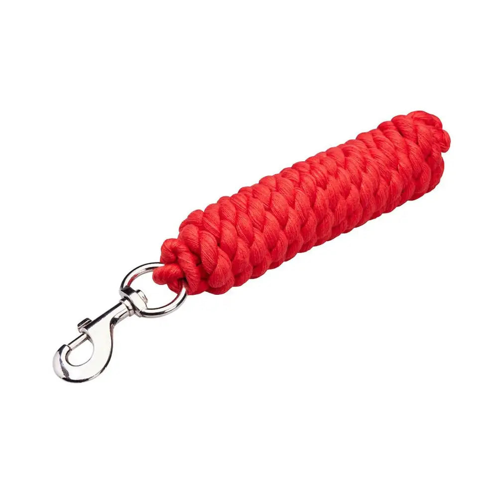 Red braided firefoot economy lead rope with silver metal clip for easy horse handling and control