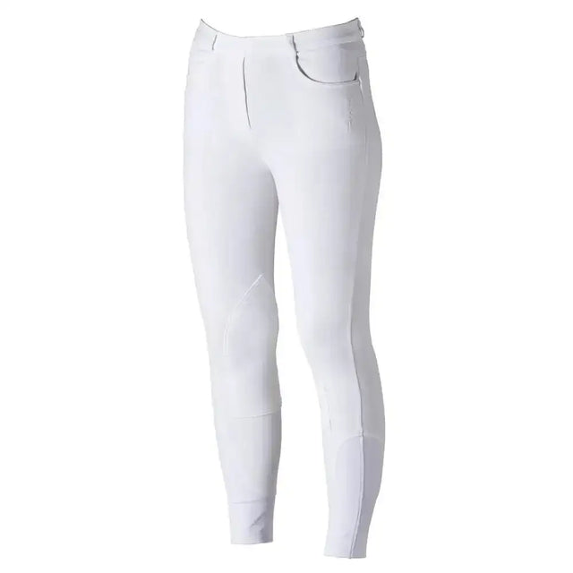 White firefoot farsley breeches kids with sleek pull-on design and subtle stitching details for riding comfort