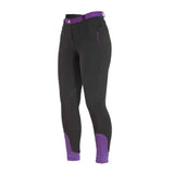 Black firefoot farsley breeches ladies with purple waistband and lower legs pull-on ladies breeches for riding
