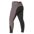 Gray and black plaid firefoot farsley breeches ladies with sleek form fitting design in rose gold check pattern