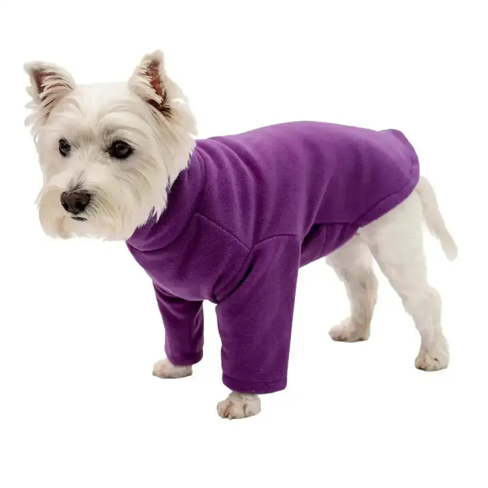 Purple firefoot fleece dog jumper made of soft polar fleece perfect for keeping your dog warm and cozy