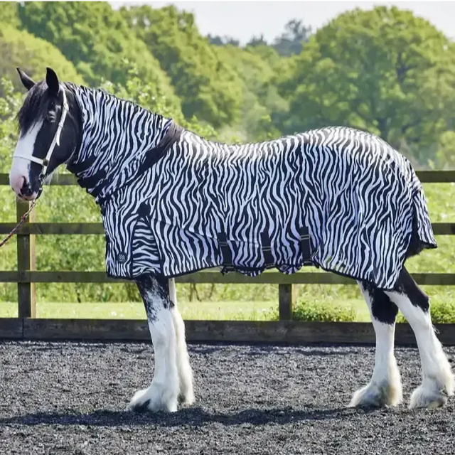 Firefoot Fly Rug Fixed Neck Zebra Print With Belly Flap 5'6" Zebra Print Fly Rugs
