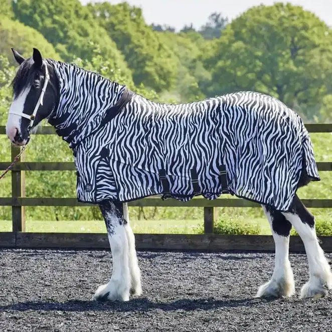 Firefoot Fly Rug Fixed Neck Zebra Print 5' 6" Zebra Print Fly Rugs