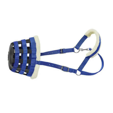 Blue and black firefoot grazing muzzle royal blue with plush white lining for comfortable grazing use