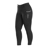 Black firefoot howden riding tights kids with high waist white logo and subtle reflective striping on thigh