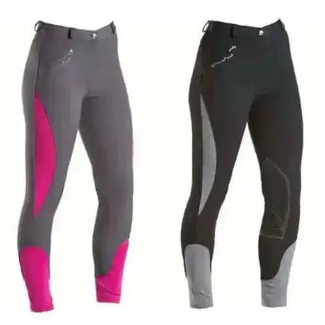 Firefoot Rawdon Two Tone Riding Leggings Stretch Breeches Ladies Grey / Pink 24&Quot; Breeches
