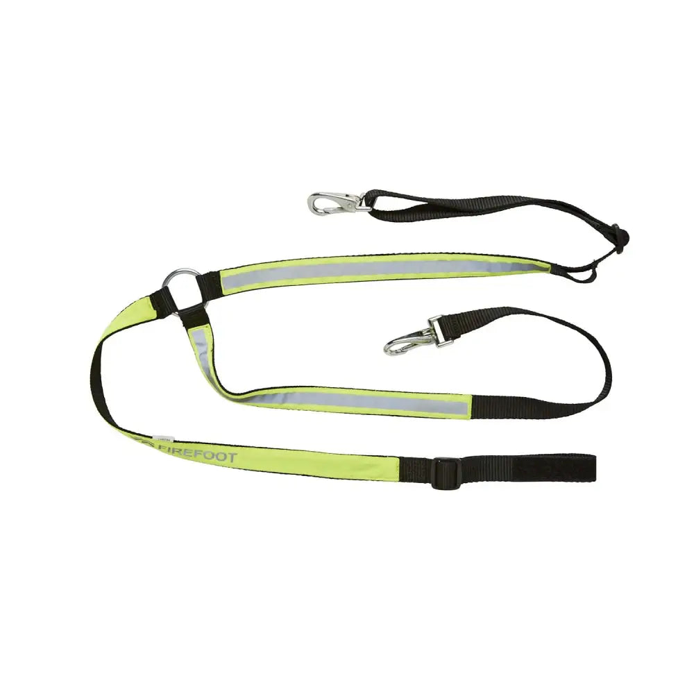 Bright lime green and black reflective breastplate leash with silver hardware from firefoot reflective breastplate collection