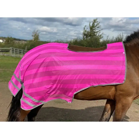 Bright pink firefoot reflective exercise sheet with gray reflective trim for visibility during workouts
