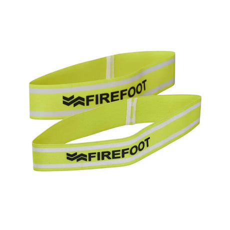 Bright yellow reflective hat band with black firefoot branding and white stripes for firefoot reflective hats