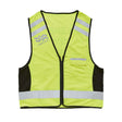 Bright yellow firefoot reflective waistcoat with black side panels and silver reflective stripes and front zipper closure