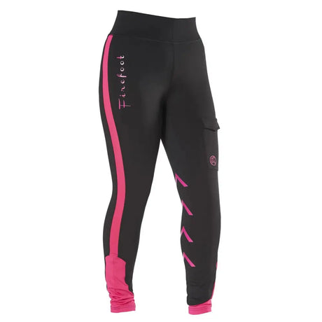 Firefoot Ripon Reflective Breeches Ladies Black/Pink Black/Pink 24" Riding Breeches Barnstaple Equestrian Supplies