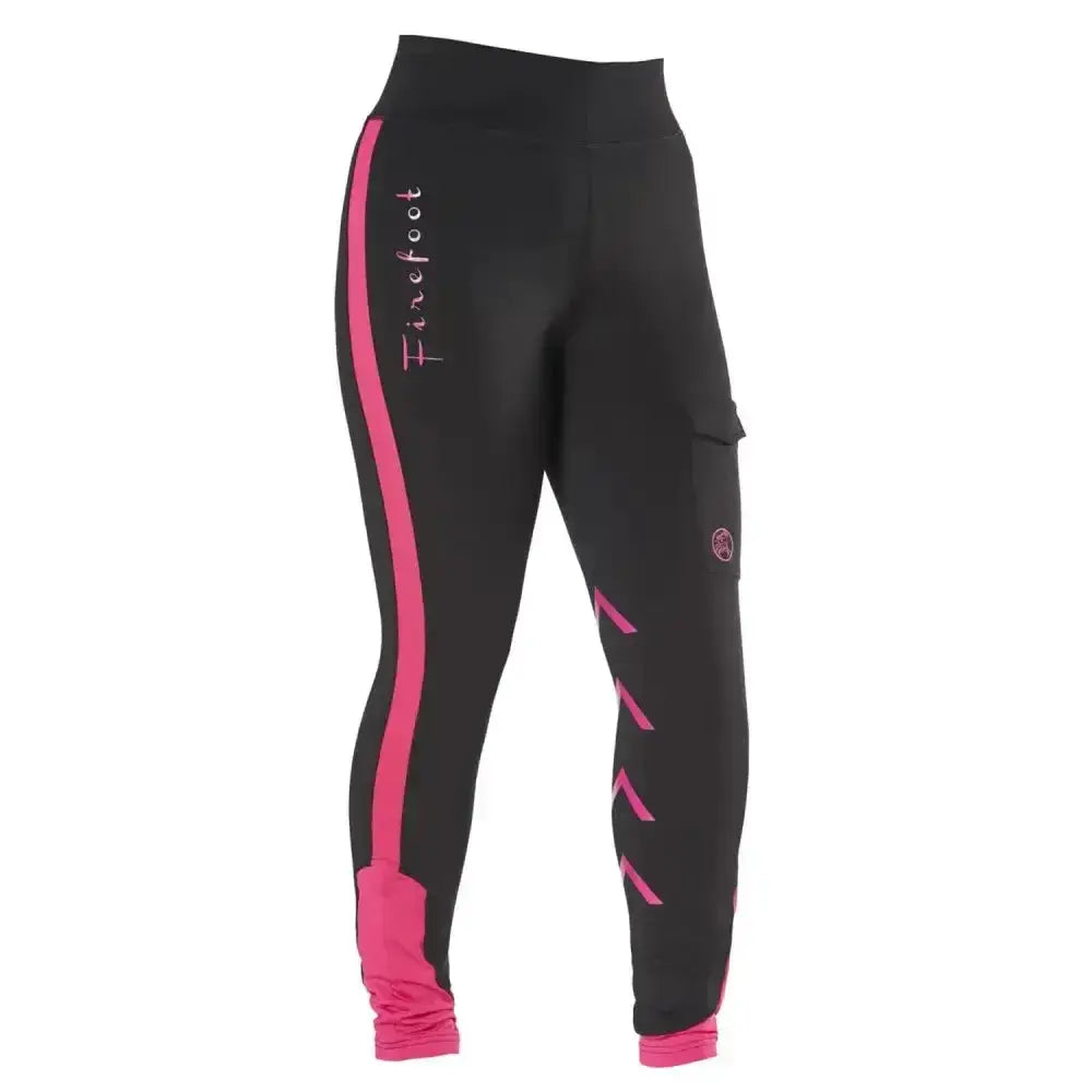 Black firefoot ripon reflective breeches ladies with vibrant pink side stripes and matching pink cuff accents