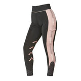 Black and pink firefoot ripon sport breeches kids with high waist, vertical branding stripes, and geometric arrows
