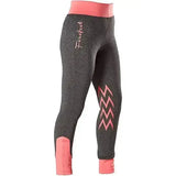 Dark gray heathered firefoot ripponden riding leggings stretch breeches with pink waistband ankle cuffs and zigzag detail